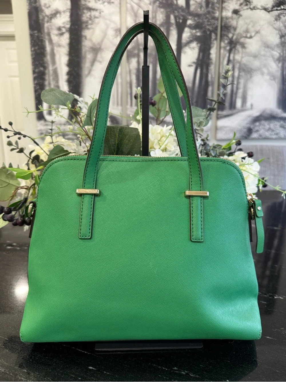 💚Kate Spade Cedar Street Maise Satchel Green Saffiano Leather Crossbody